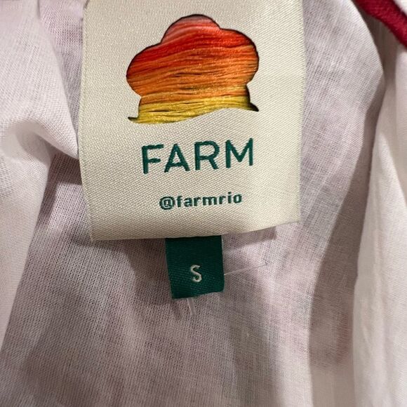 FARM Rio Mary's Tiles Embroidered Detail Linen White Midi Dress Size Small - Picture 10 of 14